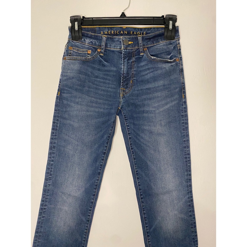 American Eagle Slim Straight Flex Jeans Mens 29x34 Medium Wash Denim Blue - Picture 2 of 14